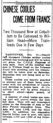 The Daily Colonist, October 25, 1919,  page 17.